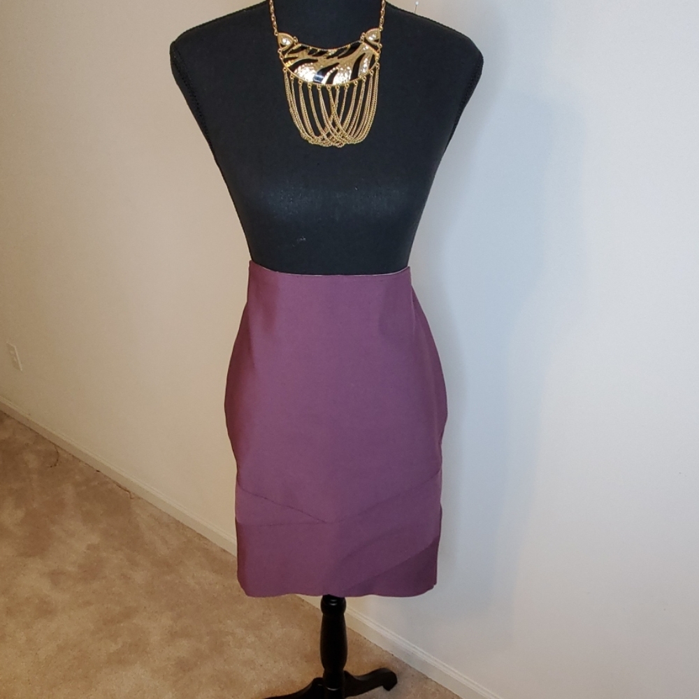Purple bandage skirt midi elastic waist